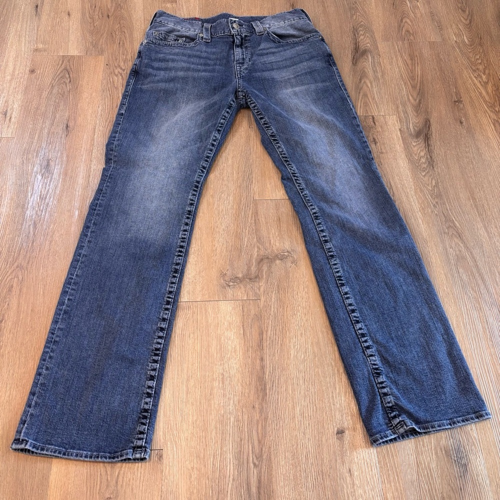 True Religion Women’s Misty Straight Leg Stretch Jeans Indigo Blue Size 33x34